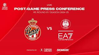 Euroligue  Live  PostGame Press Conference  AS Monaco Roca Team  Olimpia Milano [upl. by Ocirema]