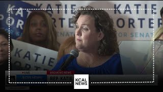 Rep Katie Porter addresses supporters after Schiff and Garvey take lead [upl. by Quinby318]