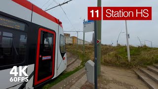 From the BEACH to the CITY by tram  🚊 HTM Line 11  🇳🇱 The Hague  4K Tram Cabview  Siemens Avenio [upl. by Anertak]