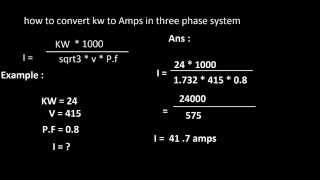 How to convert kw to amps in 3 phase system [upl. by Mensch409]