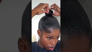 Slicking Back Natural Hair  Top Space Bun Tutorial [upl. by Ardnola779]