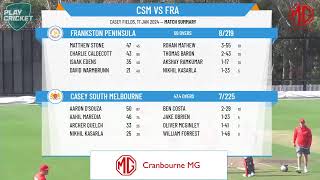 Vic Prem Cricket  U16 WJ Dowling Shield Male  Rd5  Casey South Melbourne v Frankston Peninsula [upl. by Wiseman]