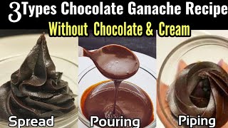 3 min Chocolate Ganache Without Chocolate amp Cream Pouring Piping Spread ganache 4 Cake decoration [upl. by Verina]