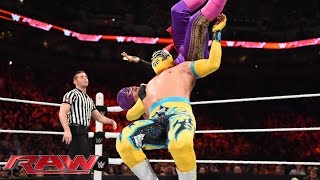 The Prime Time Players amp The Lucha Dragons vs The New Day amp Los Matadores Raw – 17 August 2015 [upl. by Yhtnomit]