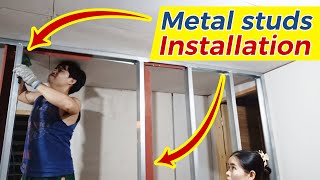 Kwarto Ko Gawa Ko  Metal studs installation youtube video  Part 2 JoeItYourselfVlog [upl. by Rehttam79]