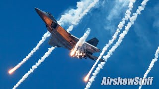 F22 Raptor with FLARES  Cleveland National Airshow 2023 [upl. by Nwahsuq757]