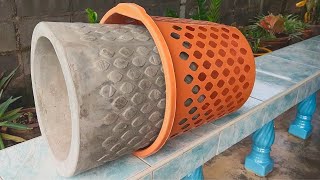 Cement craft ideas Making Flower Pots From Create Unique Pot From Plastic Mold [upl. by Omarr552]