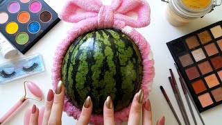 ASMR Makeup on Watermelon🍉 No talking [upl. by Aoniak]