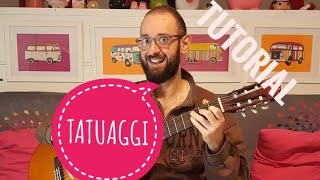 Come si suona TATUAGGI degli PSICOLOGI feat ARIETE Tutorial chitarraaccordi con e senza capotasto [upl. by Eiderf785]