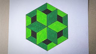 Hexagonal Geometry  Simple Geometric Design in Hexagon  How to Draw Geometrical Pattern in Hexagon [upl. by Ellennahc]