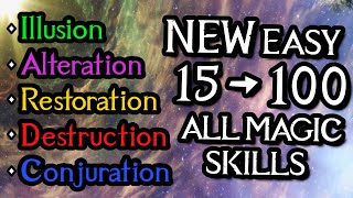 How to quickly level up Destruction Restoration Conjuration Illusion and Alteration in Skyrim [upl. by Zilla]