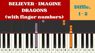 BELIEVER  IMAGINE DRAGONS  TUTORIAL PIANOFORTE FACILE [upl. by Chaker569]