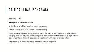 VASCULAR REVISION Intermittent claudication critical limb ischaemia  acute limb ischaemia [upl. by Ardni]