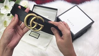 Unboxing แกะกล่อง รีวิวเข็มขัด Gucci MARMONT GG BUCKLE BELT [upl. by Rica]