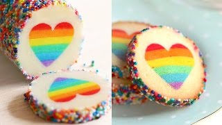 quotEugenie Cookiequot Rainbow Heart Cookies Slice amp Bake Surprise [upl. by Hammer]