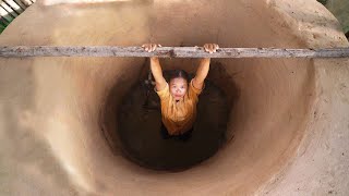 Survival Girl Living Alone Building A Swimming Pool with Groundwater Well by Skills Hand Tools [upl. by Kenric]