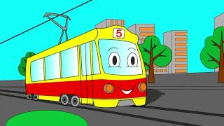 Let’s color a tram Learning colors Educational cartoons for children [upl. by Nalak17]