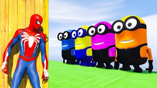 GTA 5 Water Ragdolls SPIDERMAN VS RED MINION VS BLUE MINION GTA5 Euphoria Physics Funny Moments 49 [upl. by Anahoj927]