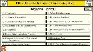 Algebra Index to the Ultimate revision guide for Further maths GCSE [upl. by Koh]