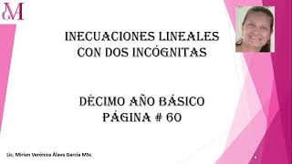 Inecuaciones lineales con dos incógnitas DÉCIMO AB PÁGINA 60 [upl. by Yarg302]