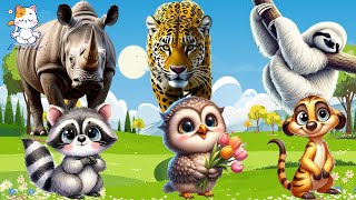 Natural Animal Sounds Sloth Leopard Rhinoceros Weasel Owl Beaver  Lovely Animal Sounds [upl. by Burnard650]