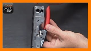 Crimping a RJ11  RJ14 cable with the Platinum Tools TeleTitan Crimp Tool [upl. by Dnalyag]