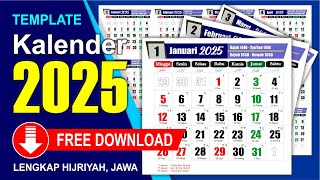 Kalender 2025 lengkap dengan tanggal merah Hijryah Jawa  Download Gratis  CDR  Template [upl. by Vince]