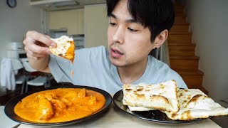 Butter Chicken amp Garlic Naan  MUKBANG [upl. by Novyar]