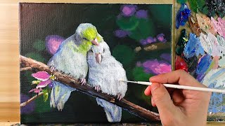 How to Paint Love Birds  Acrylic Painting  Correa Art [upl. by Deth]