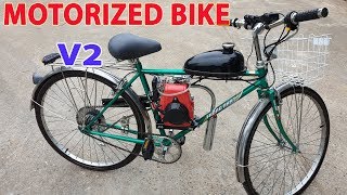 Build a Motorized Bike at home  v2  Using 4Stroke 49cc Engine  Tutorial [upl. by Salohcim]