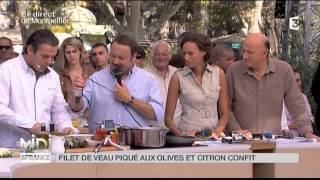 Recette  Filet de veau piqué aux olives et citron confit artichauts grillés et fenouils à lorange [upl. by Lenox578]