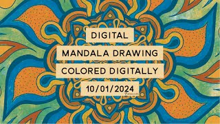 Digital Mandala Drawing Coloring Video 10124 digitalart [upl. by Enyamert]