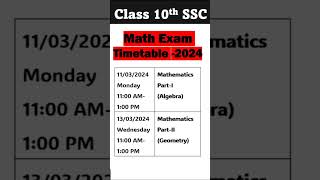 10th Board Math Exam Time Table Released  20232024  Maharashtra Board shorts short trending 🔥 [upl. by Branen]