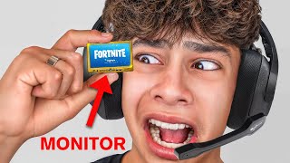 I Played Fortnite on Worlds SMALLEST Monitor [upl. by Ainerbas]