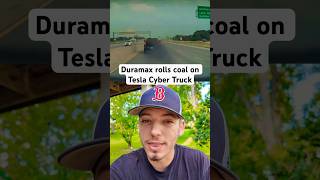 Chevy Duramax ROLLS COAL on Tesla Cyber Truck cybertruck dieseltrucks duramax rollingcoal [upl. by Eelarat]