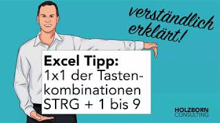 029 Excel Tipp 1x1 der Tastenkombinationen Strg  1 bis 9  Shortcuts 101  Effizient arbeiten [upl. by Tomi]