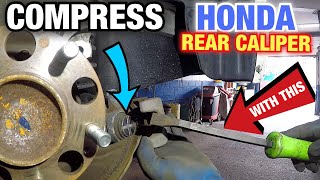 Compressing Honda Rear CALIPER without special tools [upl. by Assetak]