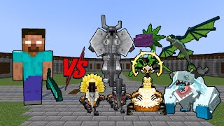 Herobrine vs Mowzies Mobs in Minecraft Mob Battle [upl. by Knitter]