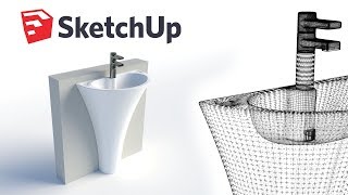 Modeling a Bathroom Sink  Sketchup tutorial timelapse [upl. by Nerred]