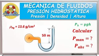 Presión manométrica en manómetro de tubo abierto  Presión hidrostática [upl. by Norvil]