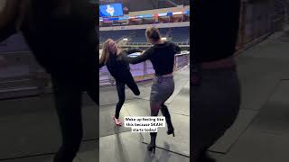 Mariah Bell and Ashley Cain vibin’ before SKAM starts today figureskating skateamerica [upl. by Crutcher222]