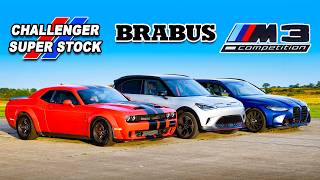 800hp Dodge Super Stock v BMW M3 v BRABUS DRAG RACE [upl. by Mirth483]