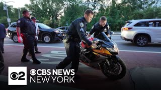 CBS News New York joins NYPD on operation cracking down on illegal motorcycles scooters [upl. by Ravahs847]