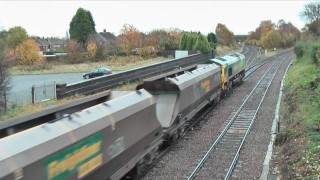 66522 and 66524 on 4Z98 1200 Rugeley Power Station  Daw Mill [upl. by Rolfston]