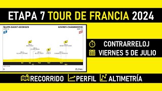 Etapa 7 TOUR de FRANCIA 2024 Recorrido Perfil y Altimetría [upl. by Ataynek]