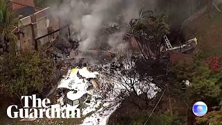 Aerial footage shows plane crash site in Brazil [upl. by Ahcorb]