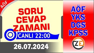 AÖF 26 07 2024 Canlı  Soru Cevap Zamanı  Açıköğretim DGS KPSS YKS Tercih [upl. by Jemima]