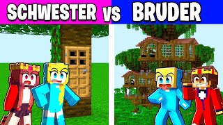 SCHWESTER vs BRUDER Baumhaus BAU CHALLENGE in Minecraft [upl. by Malinda936]