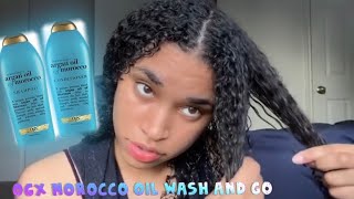 Wash And Go Using OGX Morocco Argan Oil Shampoo amp Conditioner [upl. by Jessalyn]