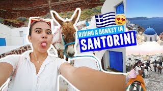 RIDING A DONKEY IN SANTORINI  Greece Traveling Day 7 [upl. by Kalle]